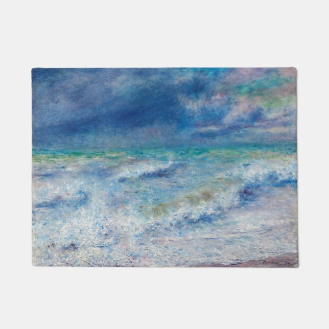 Blue Seascape by Renoir Impressionist Painting Doormat (Front)