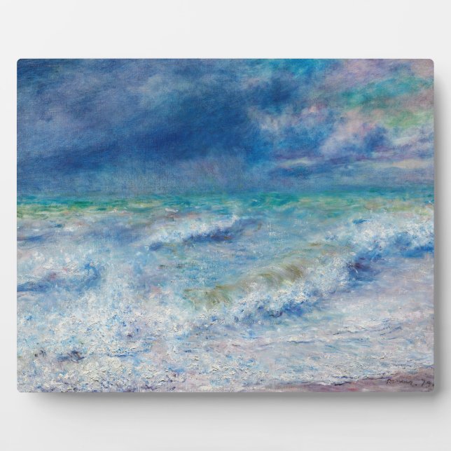 Blue Seascape by Renoir Impressionist Painting Plaque (Front)