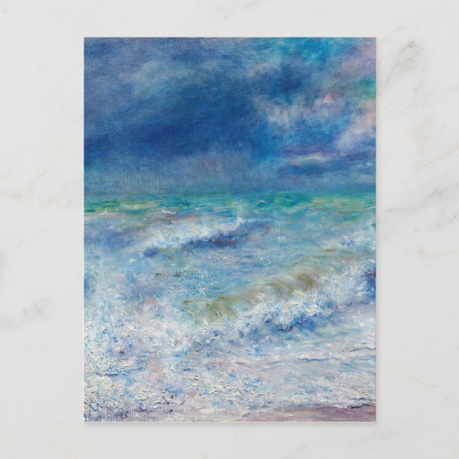 Blue Seascape by Renoir Impressionist Painting Postcard (Front)