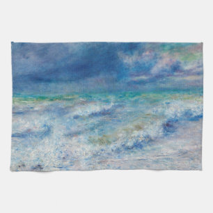 Blue Seascape by Renoir Impressionist Painting Tea Towel