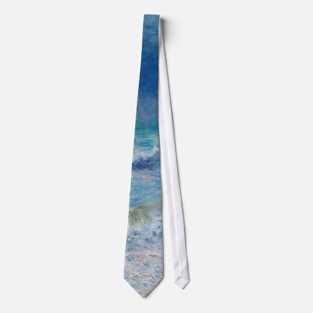 Blue Seascape by Renoir Impressionist Painting Tie (Front)