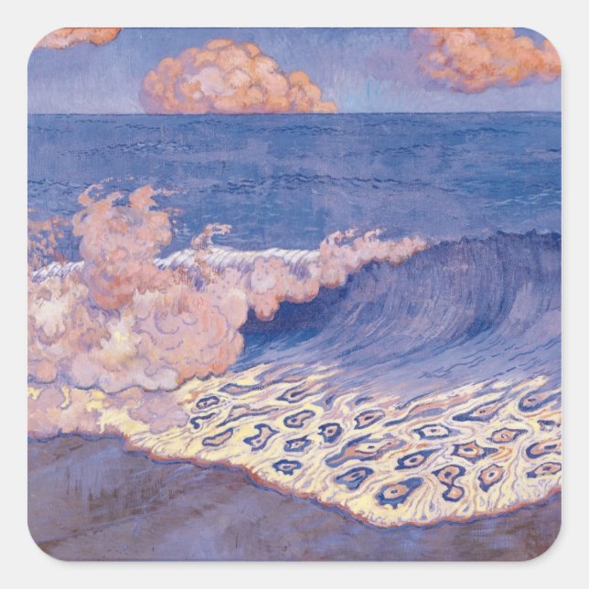 Blue seascape, Wave Effect, c.1893 Square Sticker (Front)