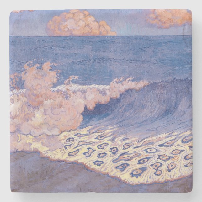 Blue seascape, Wave Effect, c.1893 Stone Coaster (Front)
