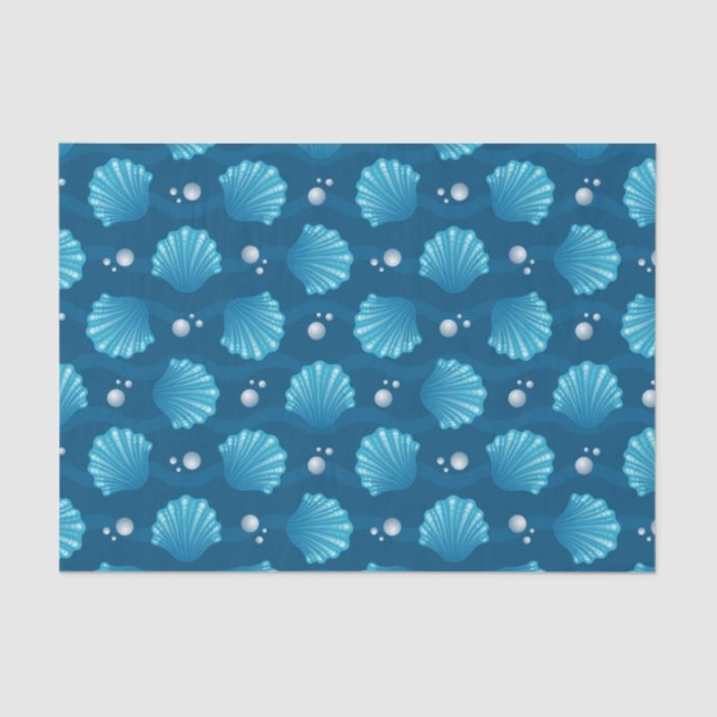Blue Seashell And Sea Pearls  Tissue Paper (Front)