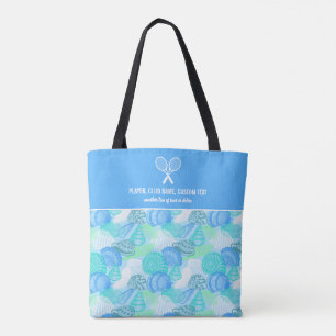 Blue Seashell Beach Print Custom Tennis Racket Tote Bag