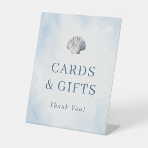 Blue Seashell Cards & Gifts Sign