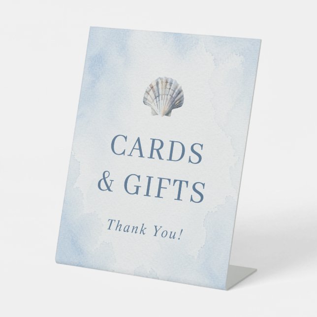 Blue Seashell Cards & Gifts Sign (Front)