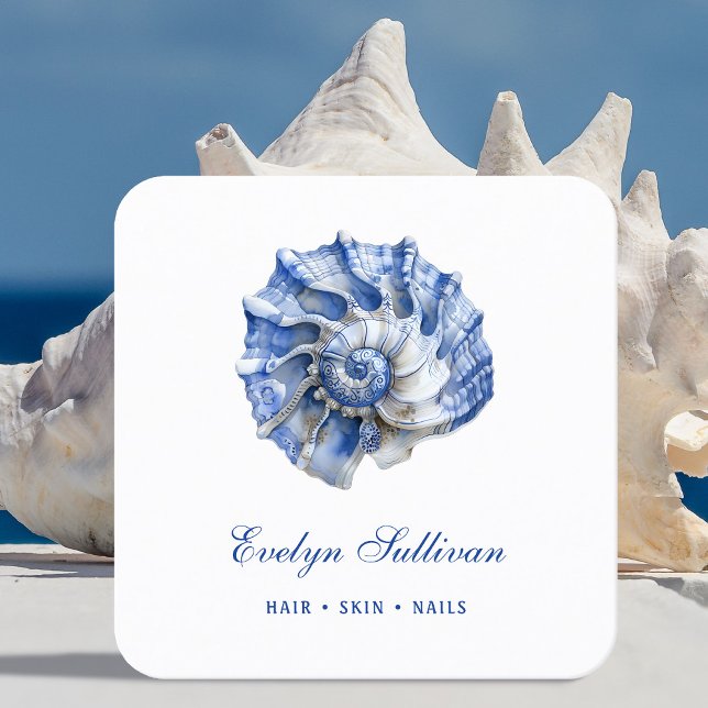 Blue seashell logo business card (Creator Uploaded)