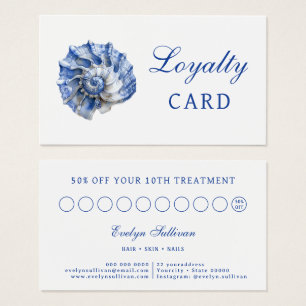 Blue seashell logo loyalty card