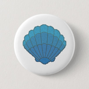 Blue Seashell Mosaic 6 Cm Round Badge