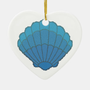 Blue Seashell Mosaic Ceramic Tree Decoration