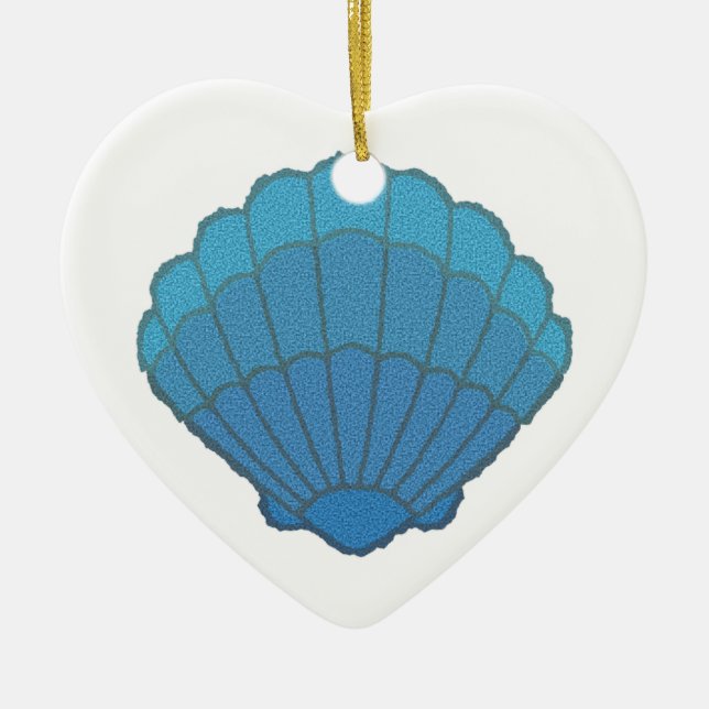 Blue Seashell Mosaic Ceramic Tree Decoration (Front)