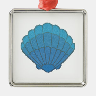 Blue Seashell Mosaic Metal Tree Decoration