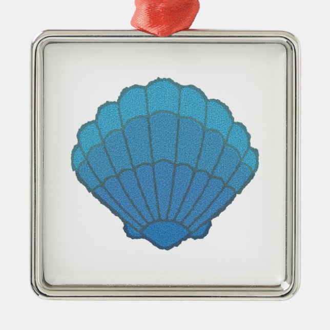 Blue Seashell Mosaic Metal Tree Decoration (Front)