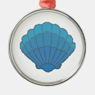 Blue Seashell Mosaic Metal Tree Decoration