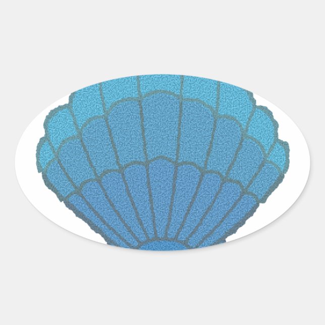 Blue Seashell Mosaic Oval Sticker (Front)