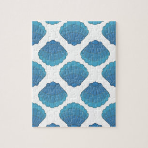 Blue Seashell Mosaic Pattern Jigsaw Puzzle
