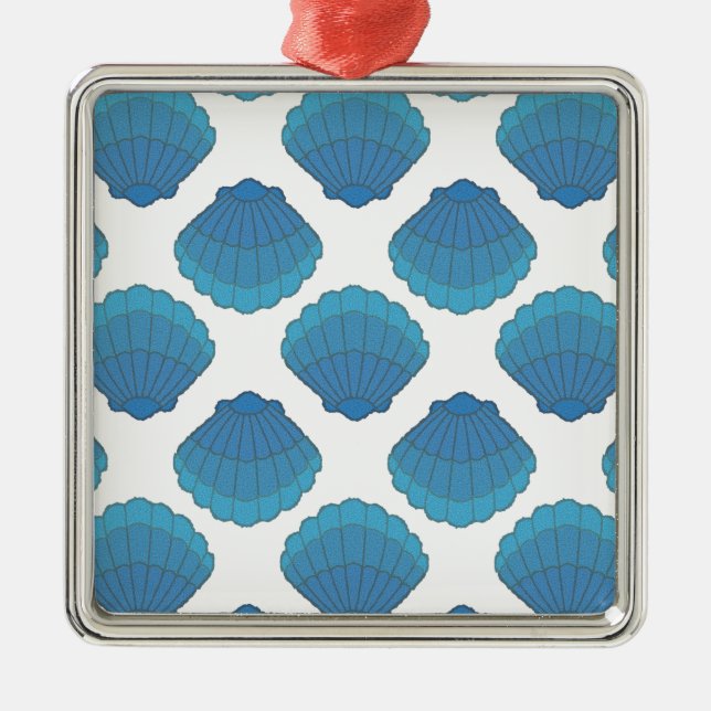 Blue Seashell Mosaic Pattern Metal Tree Decoration (Front)