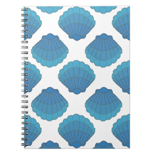 Blue Seashell Mosaic Pattern Spiral Notebook