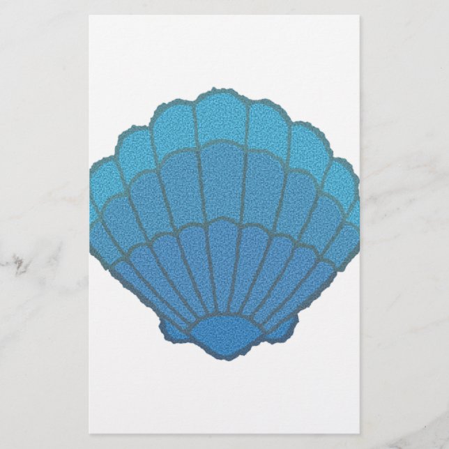 Blue Seashell Mosaic Stationery (Front)