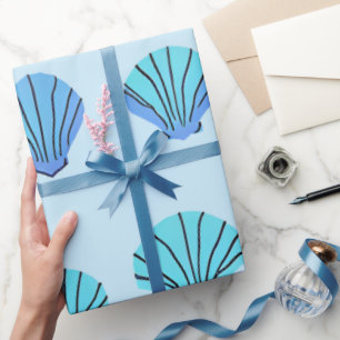 Blue Seashell Wrapping Paper
