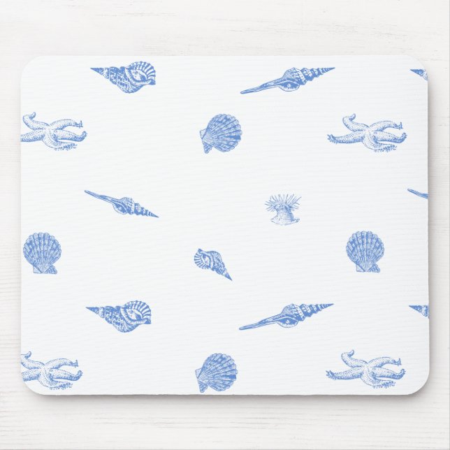 Blue Seashells and Starfish mousepad (Front)