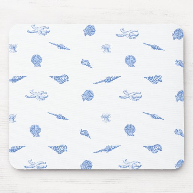 Blue Seashells and Starfish mousepad (Front)