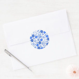 Blue Seashells Beach Colourful Cute Custom  Classic Round Sticker