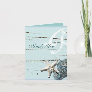 BLue Seashells Beach Wedding thank you