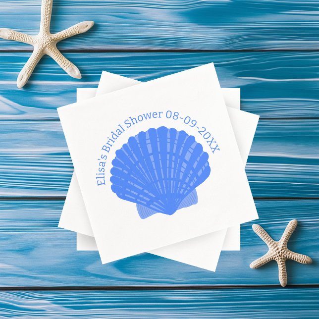 Blue Seashells CUSTOM Bridal Shower Wedding Napkin (Blue Seashells CUSTOM Bridal Shower Wedding Napkins
)