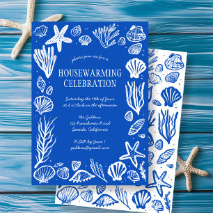 Blue Seashells Custom HOUSEWARMING PARTY Invitation