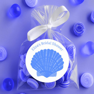 Blue Seashells CUSTOM Mailing Return Address Classic Round Sticker