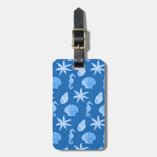Blue Seashells Luggage Tag (Front Vertical)