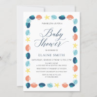 Blue Seashells Ocean Sea Beach Baby Shower