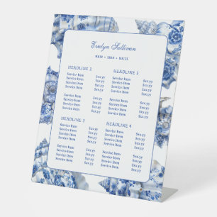 Blue Seashells Price List Pedestal Sign