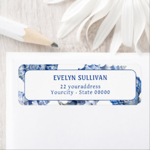 Blue seashells return address label