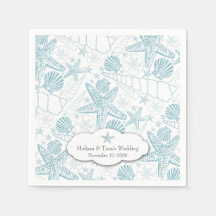 Blue Seashells Wedding or boy Baby Shower napkins