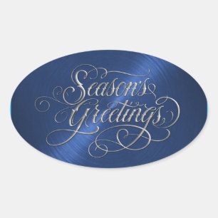 Blue Season's Greetings Silver Sticker
