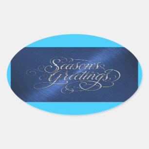 Blue Season's Greetings Silver Sticker