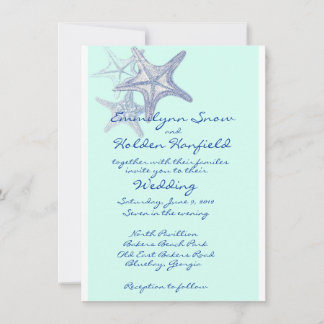 blue seastar wedding invitation