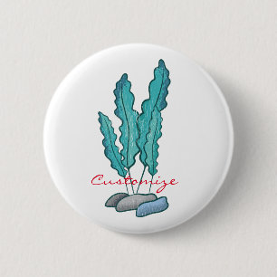 Blue Seaweed Algae Thunder_Cove 6 Cm Round Badge