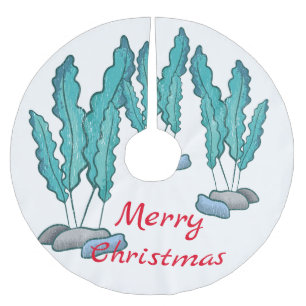 Blue Seaweed Algae Thunder_Cove Brushed Polyester Tree Skirt