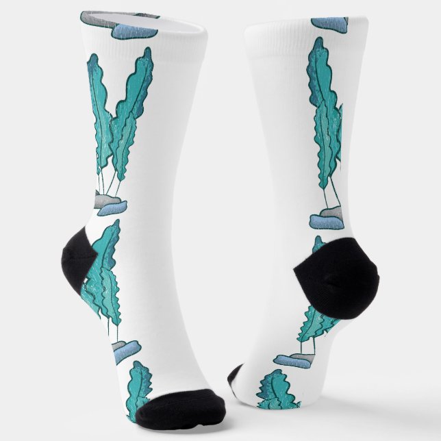 Blue Seaweed Algae Thunder_Cove Socks (Angled)