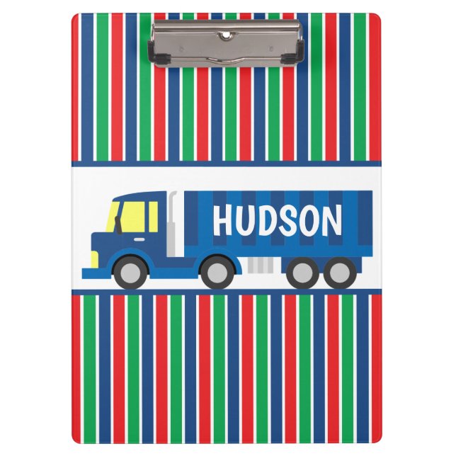 Blue Semi Truck Personalised Clipboard (Front)