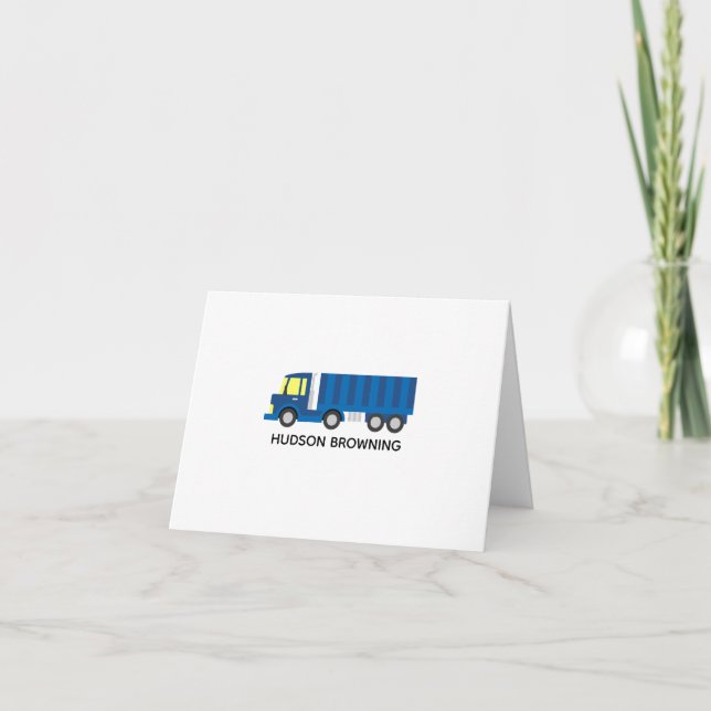 Blue Semi Truck Personalised Folded Note Cards (Front)