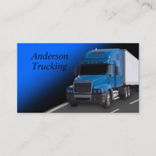 Blue Semi With Trailer, Business Card
