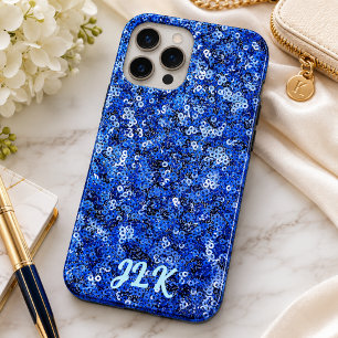 Blue Sequin Effect Monogram iPhone 12 Pro Max Case