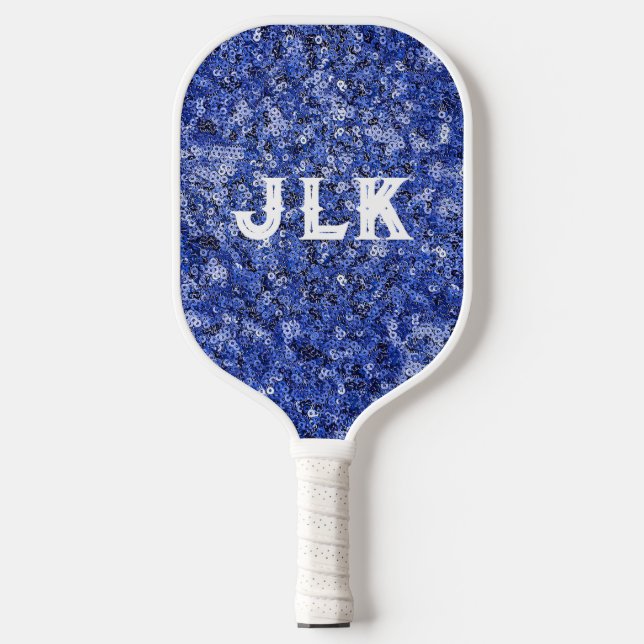 Blue Sequin Signature Pickleball Paddle (Front)
