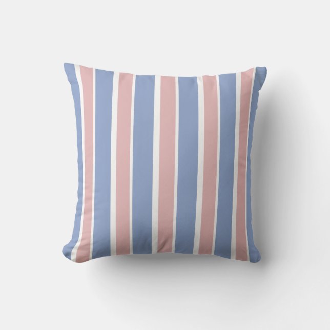 Blue Serenity and Rose Quartz Striped Cushion (Front)