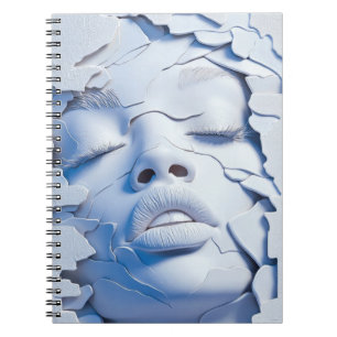 Blue Serenity Girl in Cracked Layers Notebook